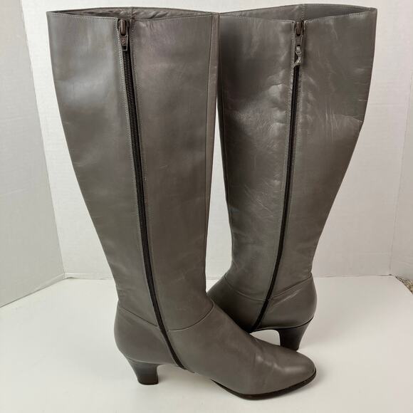 Salvatore Ferragamo Vintage Gray Heeled Tall Ridding Boots Size 8 B Narrow Worn - Picture 11 of 16